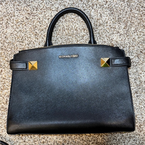 Michael Kors Karla Medium EW Leather Satchel Bag Black - Picture 4 of 12